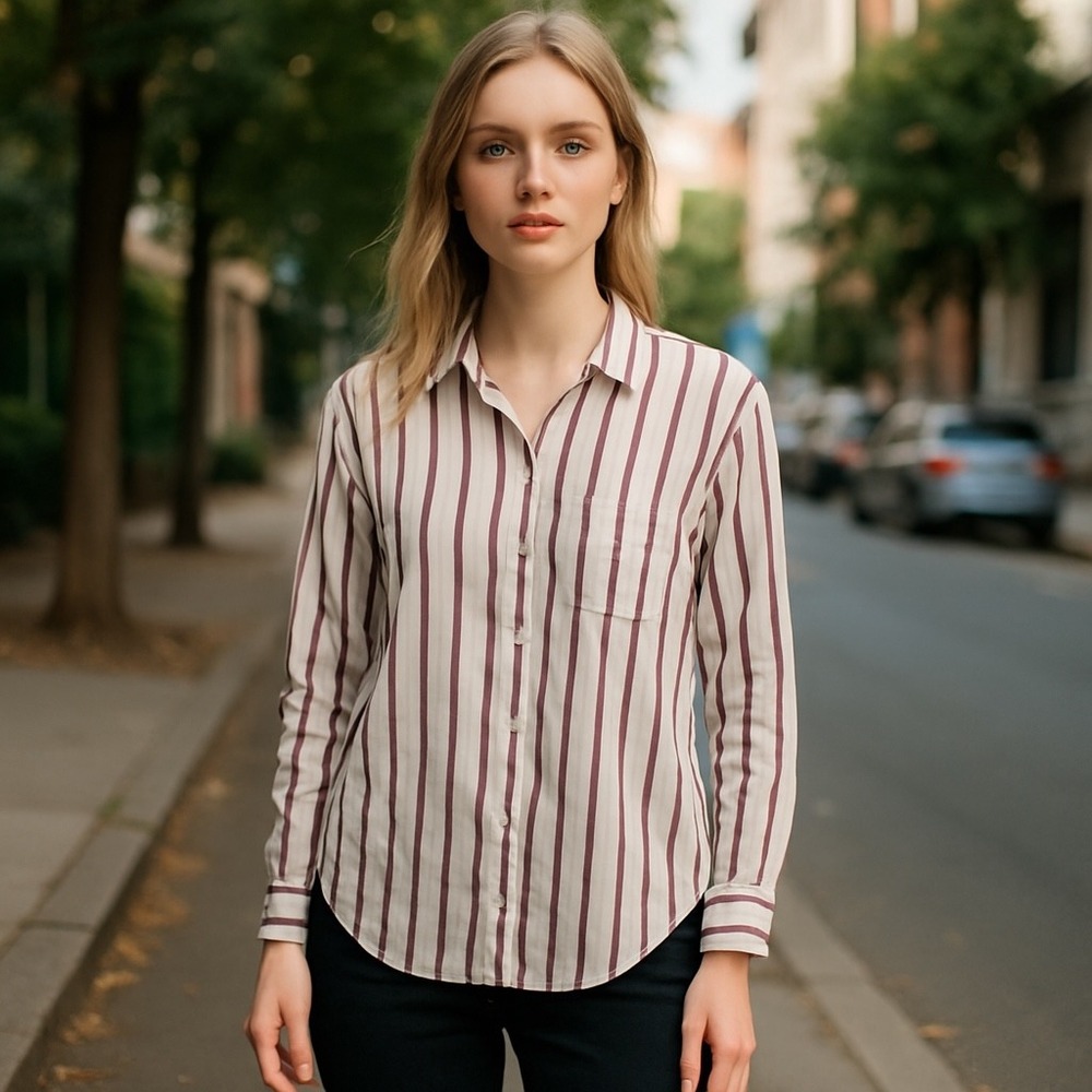 Torrid Striped Button-Up Shirt Relaxed Fit Casual Top Blouse Size 2